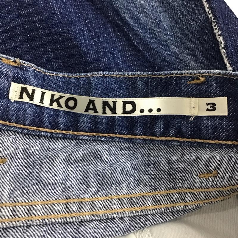 ニコアンド niko and... パンツ デニム、ジーンズ デニムパンツ ワイドパンツ カジュアルパンツ 3 ダメージ加工 インディゴ / インディゴ /  レディース USED 古着 中古 10142475