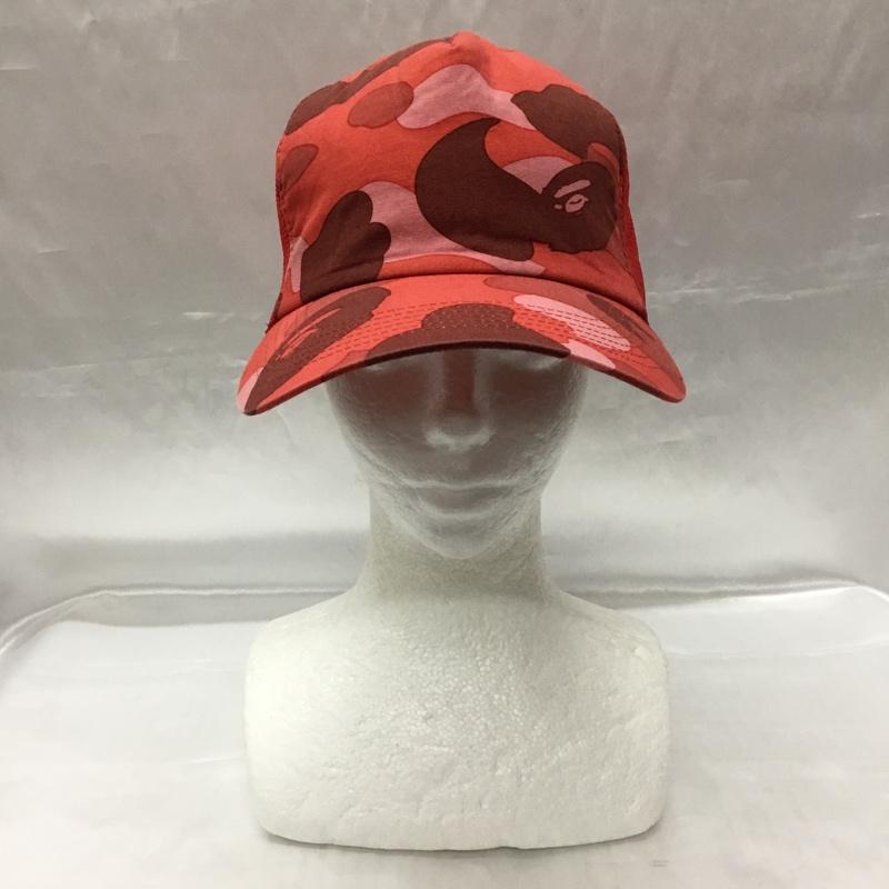 アベイシングエイプ A BATHING APE 帽子 キャップ メッシュ カモ柄 FREE カモフラージュ柄・迷彩 赤 / レッド /  メンズ USED 古着 中古 10109197