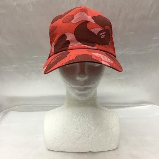 アベイシングエイプ A BATHING APE 帽子 キャップ メッシュ カモ柄 FREE カモフラージュ柄・迷彩 赤 / レッド /  メンズ USED 古着 中古 10109197