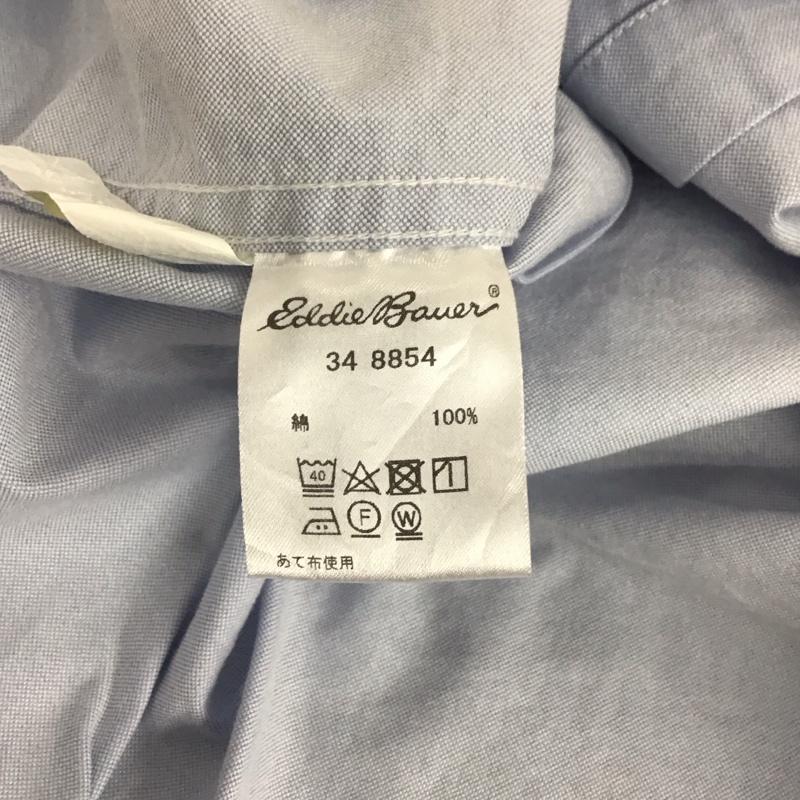 エディーバウアー Eddie Bauer シャツ、ブラウス 半袖 半袖シャツ カラーシャツ カジュアルシャツ ボタンダウンシャツ S ロゴ、文字 水色 / ライトブルー /  メンズ USED 古着 中古 10111121