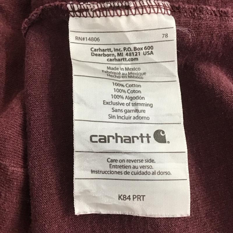 カーハート Carhartt Tシャツ 半袖 半袖カットソー ヘンリーネックカットソー XL ロゴ、文字 えんじ / ワインレッド /  メンズ USED 古着 中古 10145688