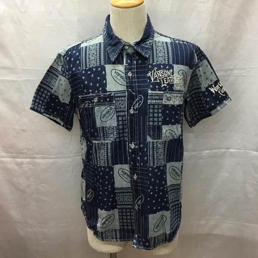 ヴァンソン VANSON シャツ、ブラウス 半袖 半袖シャツ カラーシャツ 半袖カットソー プリントシャツ M プリント インディゴ / インディゴ /  メンズ USED 古着 中古 10108999