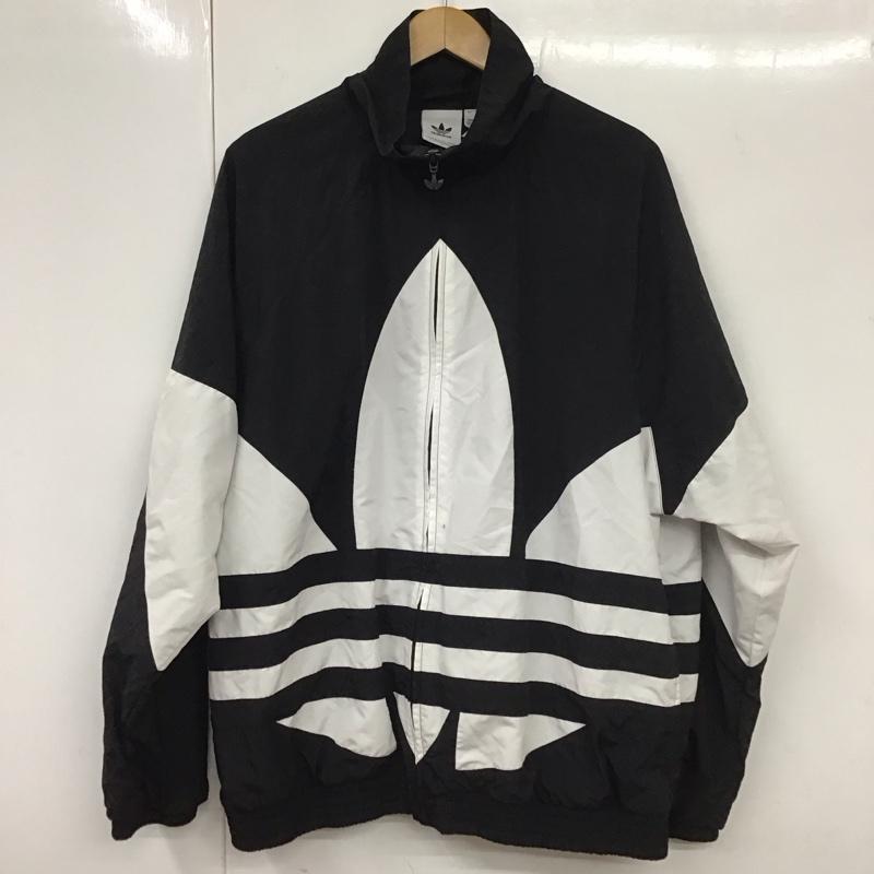アディダス adidas ジャケット、上着 ジャケット、ブレザー a6a001 ポリエステルジャケット ジップアップジャケット スタンドカラー XXL ロゴ、文字 白 / ホワイト / X 黒 / ブラック /  メンズ USED 古着 中古 10131353