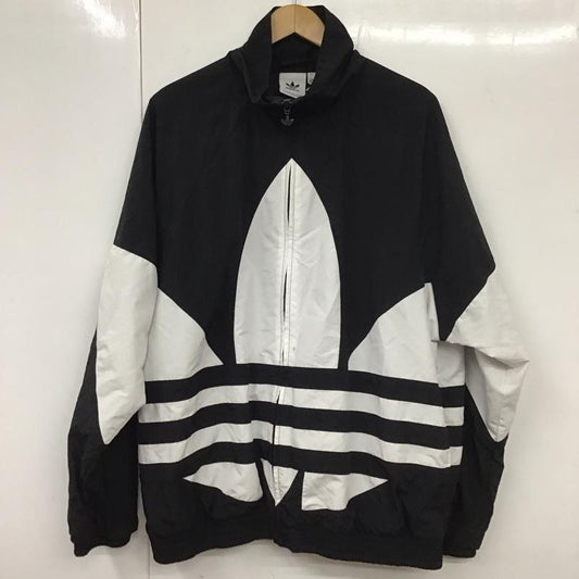 アディダス adidas ジャケット、上着 ジャケット、ブレザー a6a001 ポリエステルジャケット ジップアップジャケット スタンドカラー XXL ロゴ、文字 白 / ホワイト / X 黒 / ブラック /  メンズ USED 古着 中古 10131353