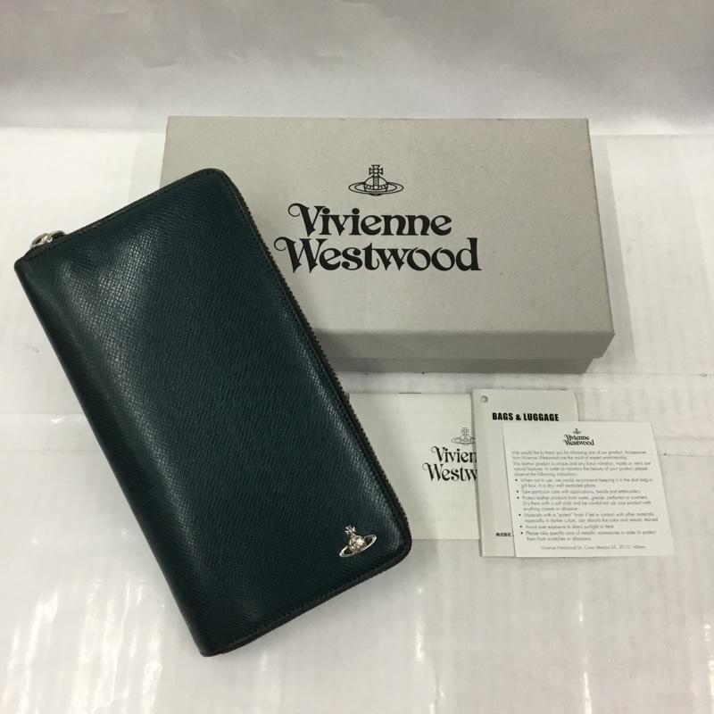 ヴィヴィアンウエストウッド Vivienne Westwood 財布 長財布 51080021 ラウンドファスナー 箱有 KENT TRAVEL R.ZIP ワンポイント 緑 / グリーン /  メンズ USED 古着 中古 10106000