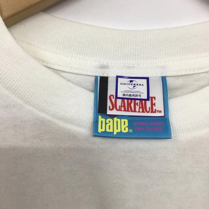 ベイプ BAPE Tシャツ 半袖 半袖カットソー プリントTシャツ クルーネックカットソー scarface L プリント 白 / ホワイト /  メンズ USED 古着 中古 10148378