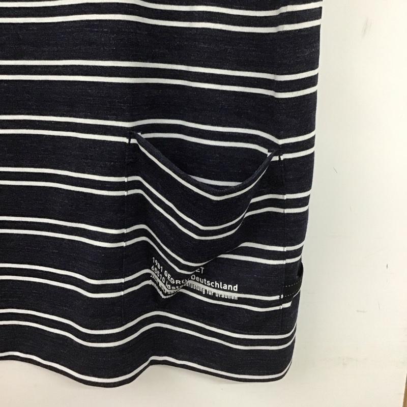 ジャック・ウルフスキン Jack Wolfskin Tシャツ 半袖 半袖カットソー プリントTシャツ クルーネックカットソー M ボーダー柄 白 / ホワイト / X 紺 / ネイビー /  メンズ USED 古着 中古 10148246