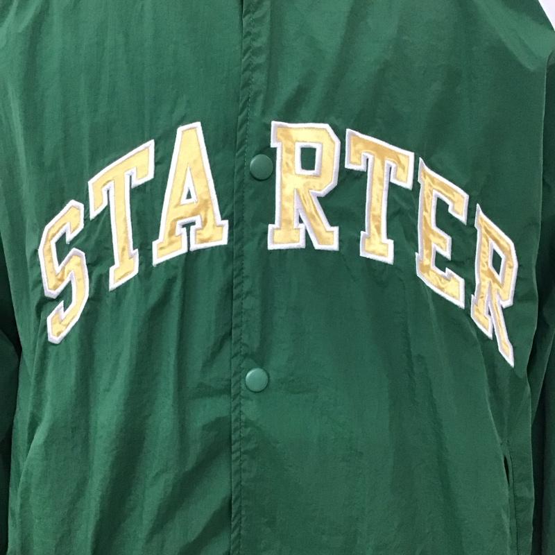 スターター STARTER ジャケット、上着 ジャケット、ブレザー ナイロンジャケット ノーカラージャケット 古着 アウター 前ボタン M ロゴ、文字 緑 / グリーン /  メンズ USED 古着 中古 10120612