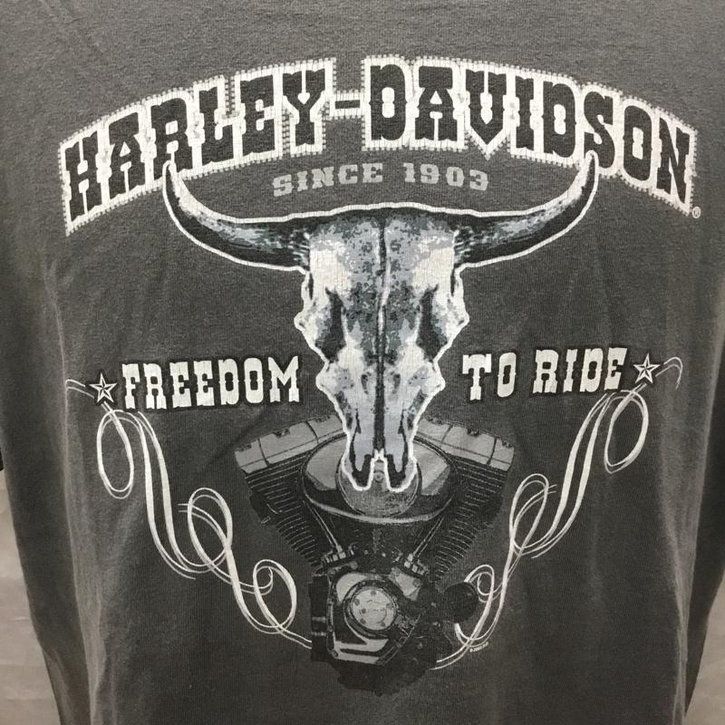 ハーレーダビッドソン Harley-Davidson Tシャツ 半袖 半袖カットソー プリントTシャツ クルーネックカットソー L プリント 灰 / グレー /  メンズ USED 古着 中古 10122842