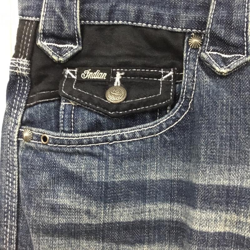 インディアン INDIAN パンツ デニム、ジーンズ デニムパンツ ストレートパンツ スリムパンツ カジュアルパンツ 28インチ ロゴ、文字 インディゴ / インディゴ /  メンズ USED 古着 中古 10120467