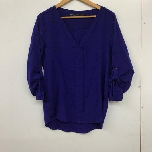 ザラ ZARA カットソー 長袖 3666 153 420 Vネック M 無地 青 / ブルー /  レディース USED 古着 中古 10133707