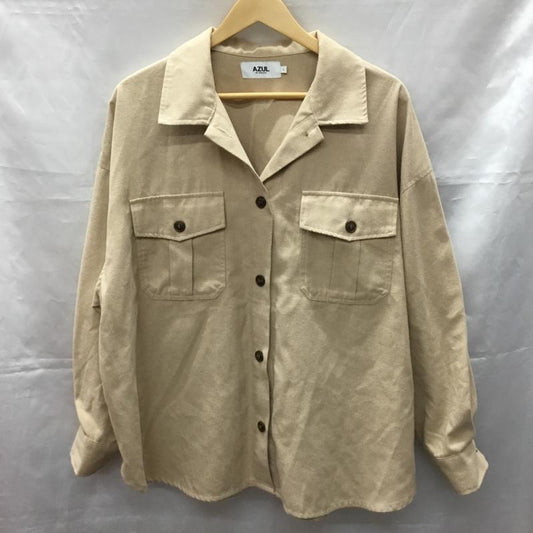 アズールバイマウジー AZUL BY MOUSSY シャツ、ブラウス 長袖 250EAB30-266I H/B LOOSE SHIRT L 無地 ベージュ / ベージュ /  レディース USED 古着 中古 10110851