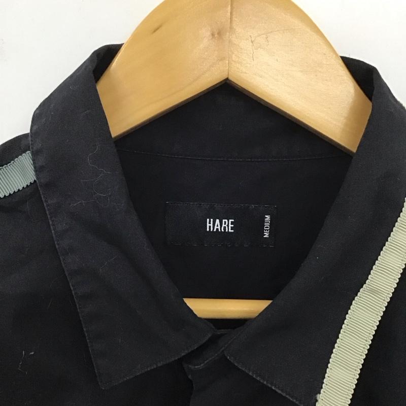 ハレ HARE シャツ、ブラウス 半袖 HA020101TR パイピングBIGシャツ M 無地 黒 / ブラック /  メンズ USED 古着 中古 10129127