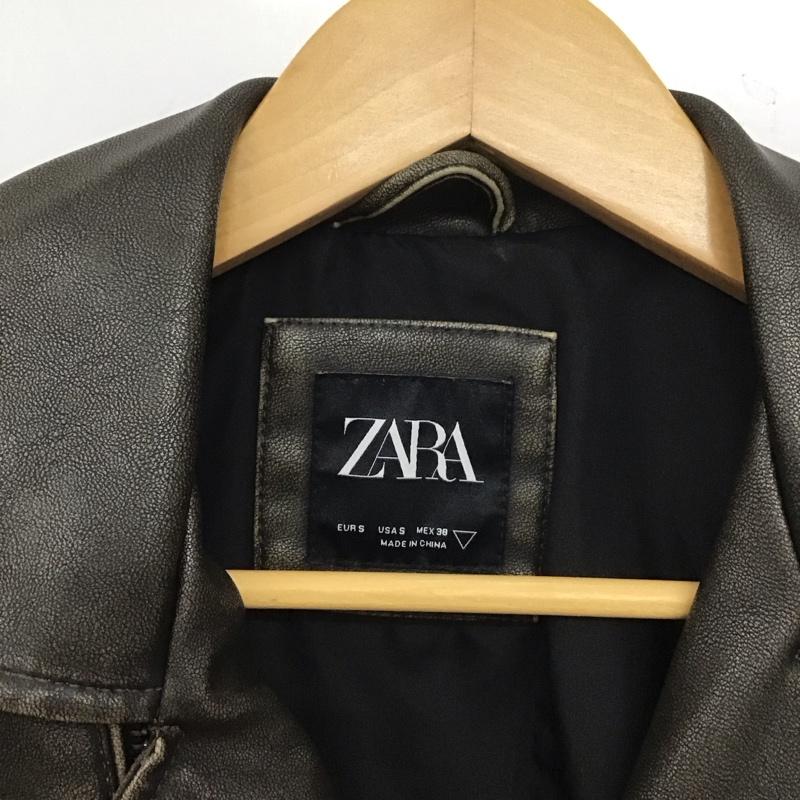 ザラ ZARA ジャケット、上着 ジャケット、ブレザー ライダースジャケット ジップアップジャケット アウター フェイクレザー S 無地 茶 / ブラウン /  メンズ USED 古着 中古 10133381