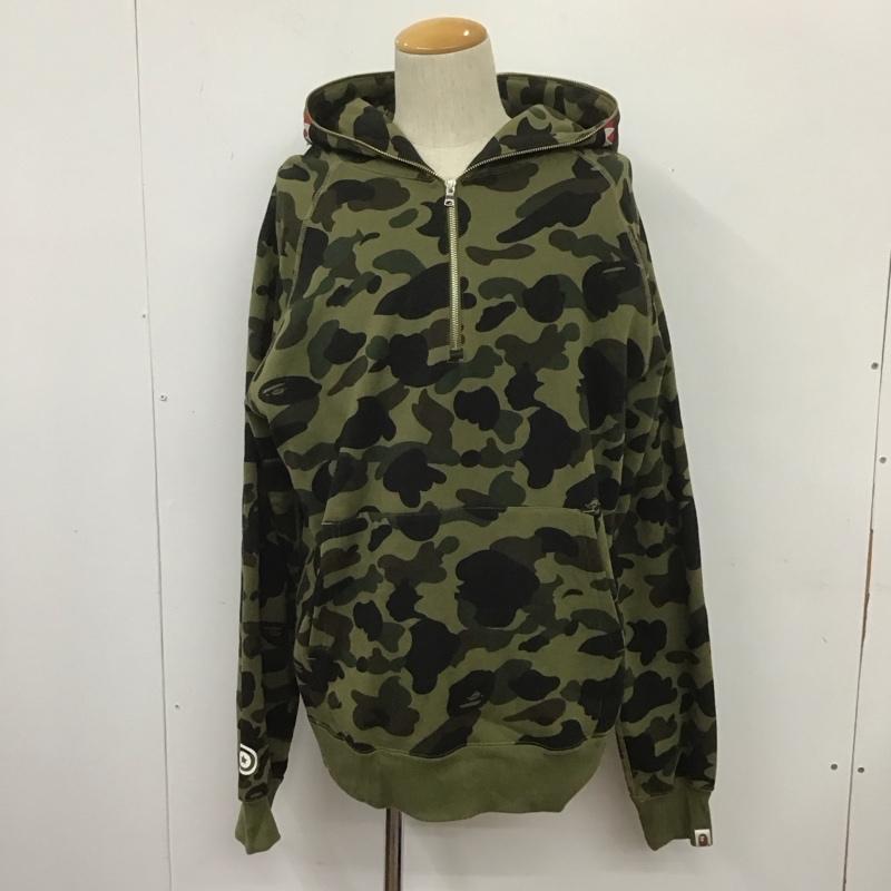 アベイシングエイプ A BATHING APE パーカー 長袖 001PPD801011X ハーフジップ カモ シャーク 3XL 裏起毛 総柄 カーキ / カーキ / X 黒 / ブラック / X ダークブラウン / ダークブラウン /  メンズ USED 古着 中古 10107419