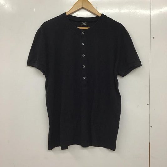 ドルチェアンドガッバーナ DOLCE&GABBANA カットソー 半袖 半袖カットソー 無地Tシャツ ヘンリーネックカットソー L ロゴ、文字 黒 / ブラック /  メンズ USED 古着 中古 10137960