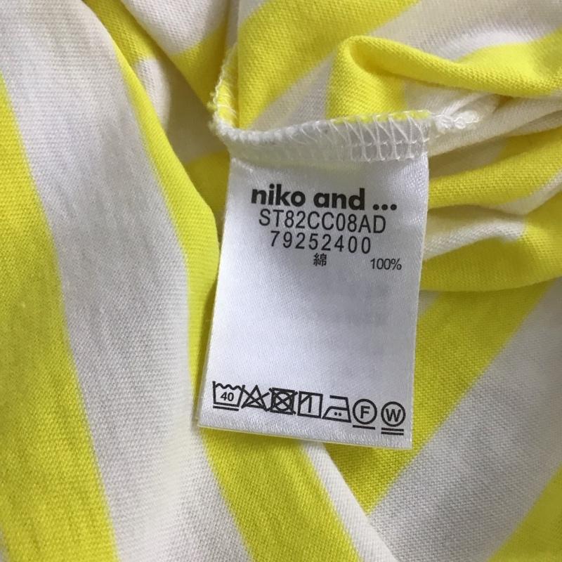 ニコアンド niko and... Tシャツ 半袖 L ボーダー柄 白 / ホワイト / X 黄 / イエロー /  レディース USED 古着 中古 10133730
