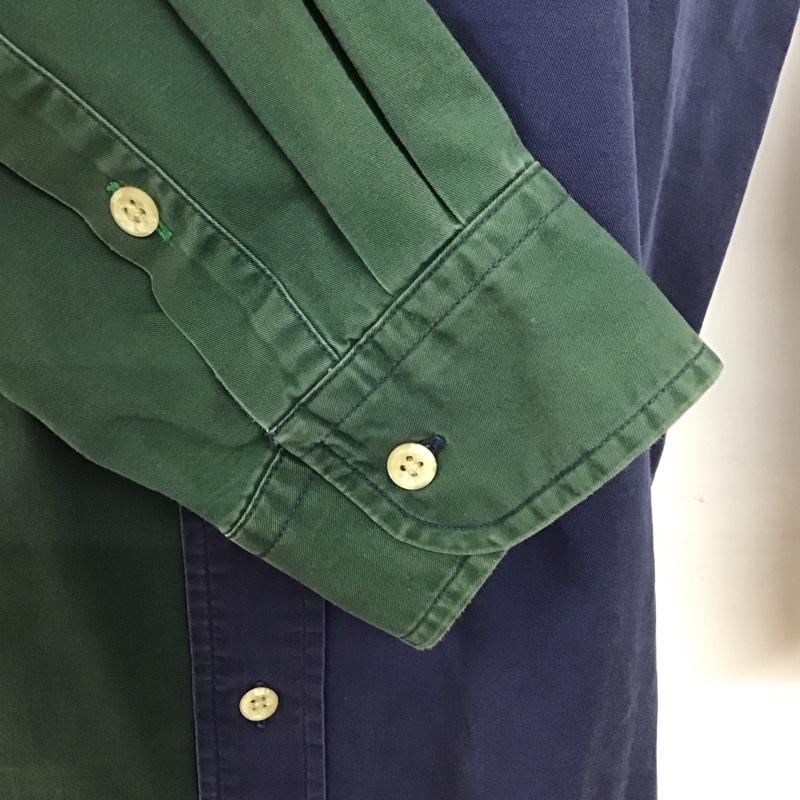 トミー TOMMY シャツ、ブラウス 長袖 長袖シャツ ボタンダウンシャツ カラーシャツ XL ロゴ、文字 緑 / グリーン / X 紺 / ネイビー /  メンズ USED 古着 中古 10127808