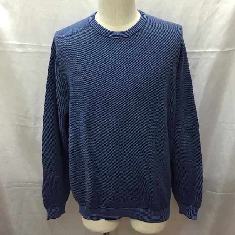 ブルックスブラザーズ BROOKS BROTHERS ニット、セーター 長袖 クルーネック コットン 綿 M  黒 / ブラック / X 青 / ブルー /  メンズ USED 古着 中古 10112879