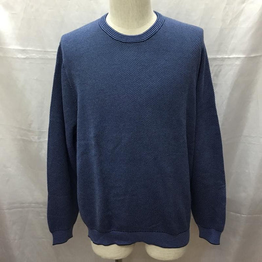 ブルックスブラザーズ BROOKS BROTHERS ニット、セーター 長袖 クルーネック コットン 綿 M  黒 / ブラック / X 青 / ブルー /  メンズ USED 古着 中古 10112879
