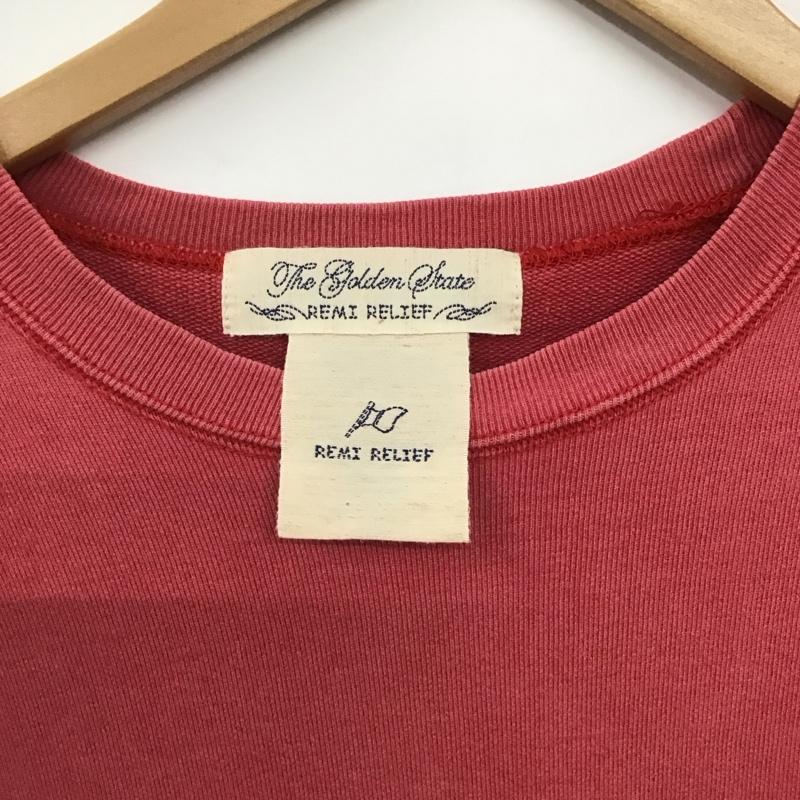 レミ レリーフ REMI RELIEF トレーナー 長袖 長袖トレーナー スウェット クルーネック プルオーバー M ロゴ、文字 赤 / レッド /  メンズ USED 古着 中古 10145062