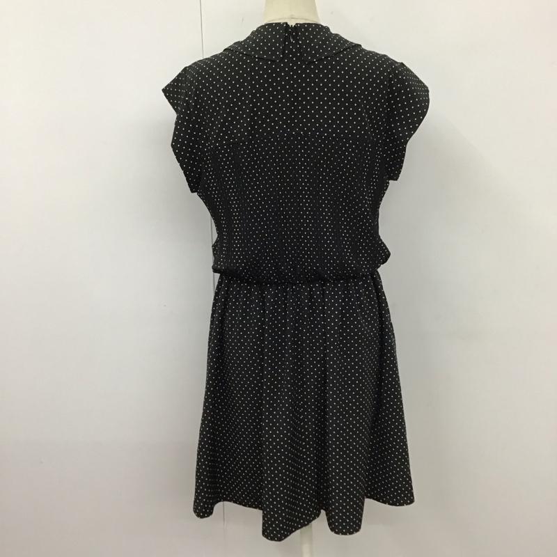 ダズリン dazzlin ワンピース ひざ丈スカート ドットレトロワンピース 半袖ロングワンピース フレアスカート M ドット 白 / ホワイト / X 黒 / ブラック /  レディース USED 古着 中古 10110893