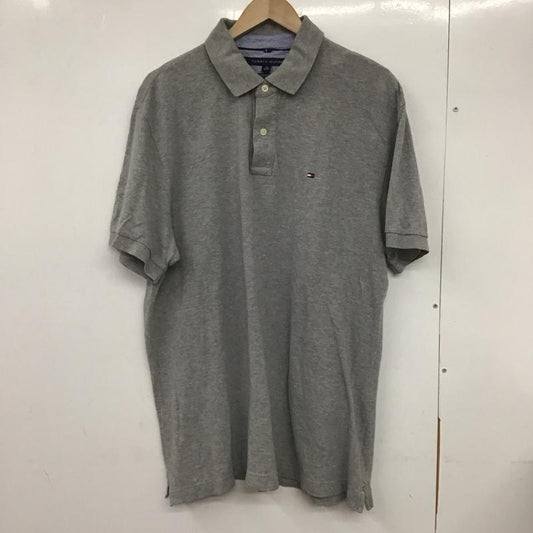 トミーヒルフィガー TOMMY HILFIGER ポロシャツ 半袖 半袖ポロシャツ 半袖カットソー カラーシャツ XL ロゴ、文字 灰 / グレー /  メンズ USED 古着 中古 10132684