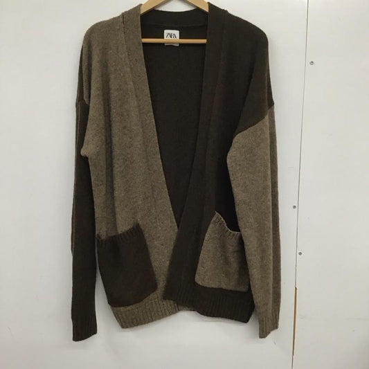 ザラ ZARA カーディガン 長袖 M 無地 茶 / ブラウン /  レディース USED 古着 中古 10133455