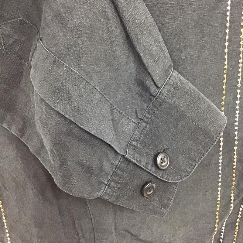 古着 USED シャツ、ブラウス 長袖 長袖シャツ カラーシャツ ポケットシャツ 長袖カットソー L プリント 黒 / ブラック /  メンズ USED 古着 中古 10119017