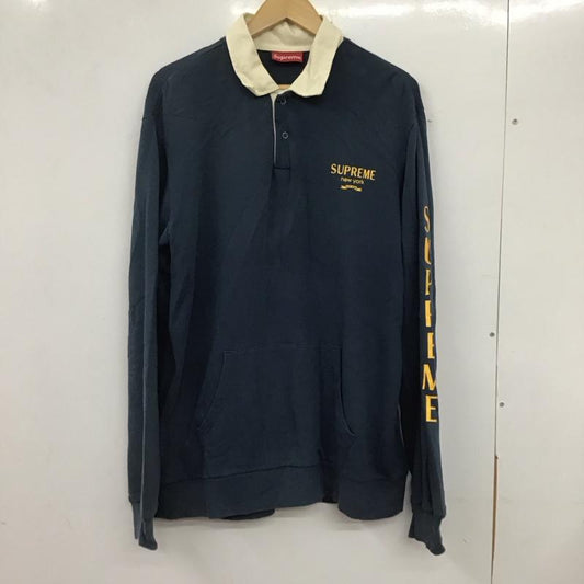 シュプリーム Supreme カットソー 長袖 16AW Rugbysweatshirt 長袖カットソー ポロシャツ L ロゴ、文字 紺 / ネイビー /  メンズ USED 古着 中古 10134800