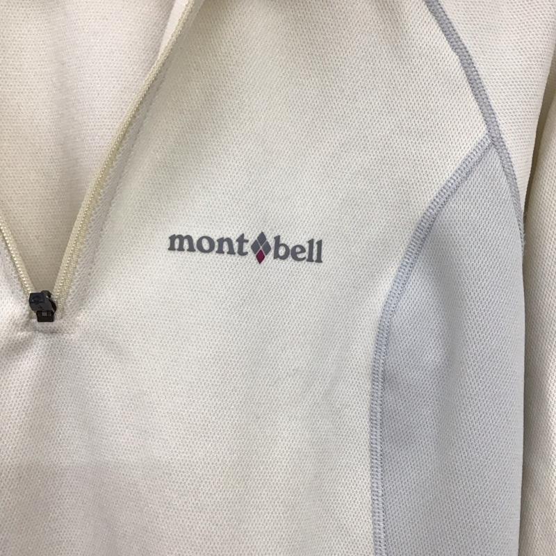 モンベル mont-bell カットソー 長袖 1114273 ウイックロンZEOサーマル ロングスリーブジップシャツ M ロゴ、文字 アイボリー / アイボリー /  レディース USED 古着 中古 10149374