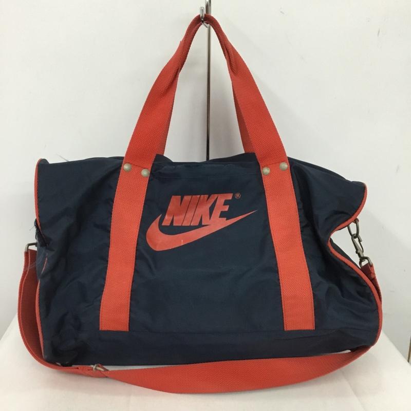 ナイキ NIKE ボストンバッグ ボストンバッグ ショルダーバッグ 2WAY ロゴ、文字 紺 / ネイビー / X 赤 / レッド /  メンズ USED 古着 中古 10150232