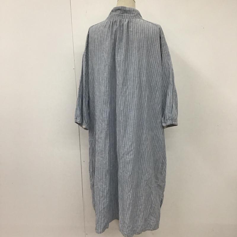 サマンサモスモス Samansa Mos2 ワンピース ロングスカート 半袖シャツワンピース ロングワンピース ノーカラーシャツワンピース M ストライプ マルチカラー / マルチカラー /  レディース USED 古着 中古 10113806