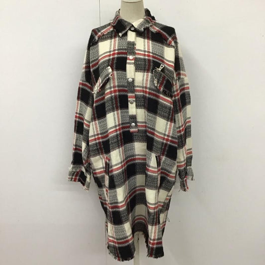 ザラベーシック ZARA BASIC ワンピース ひざ丈スカート 8407 780 070 襟付き 長袖 L チェック 白 / ホワイト / X 黒 / ブラック / X 赤 / レッド /  レディース USED 古着 中古 10118345