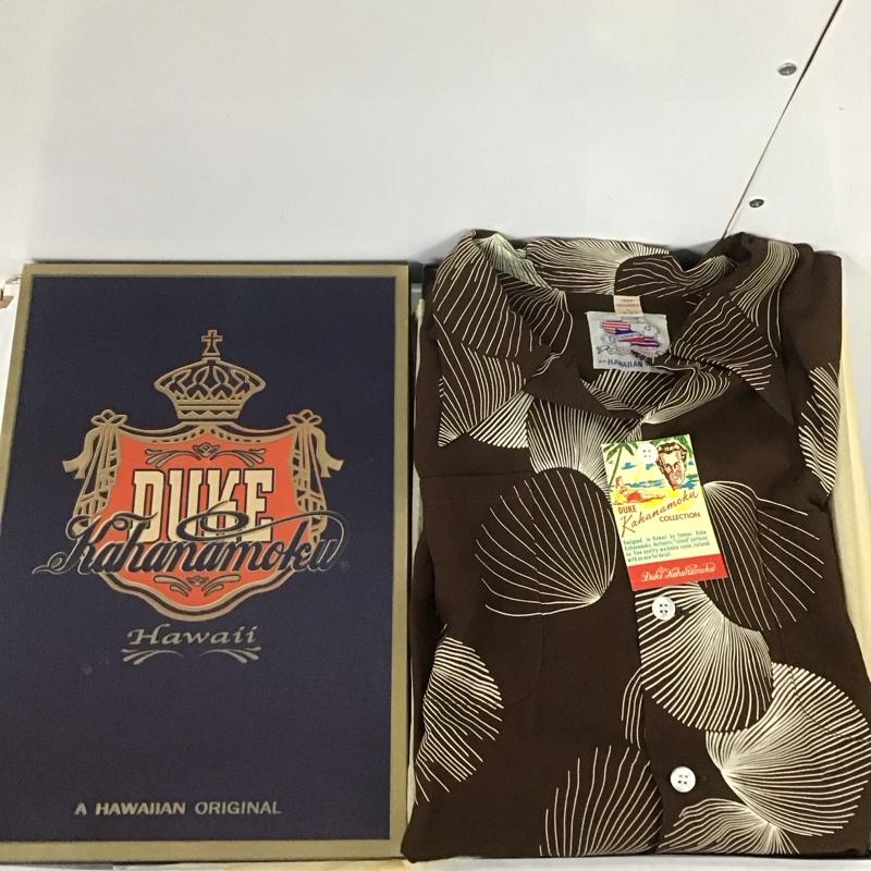 デュークカハナモク DUKE KAHANAMOKU シャツ、ブラウス 半袖 DK37570 DUKE S SHELL スペシャルエディション アロハシャツ 箱有 L 総柄 茶 / ブラウン /  メンズ USED 古着 中古 10107551