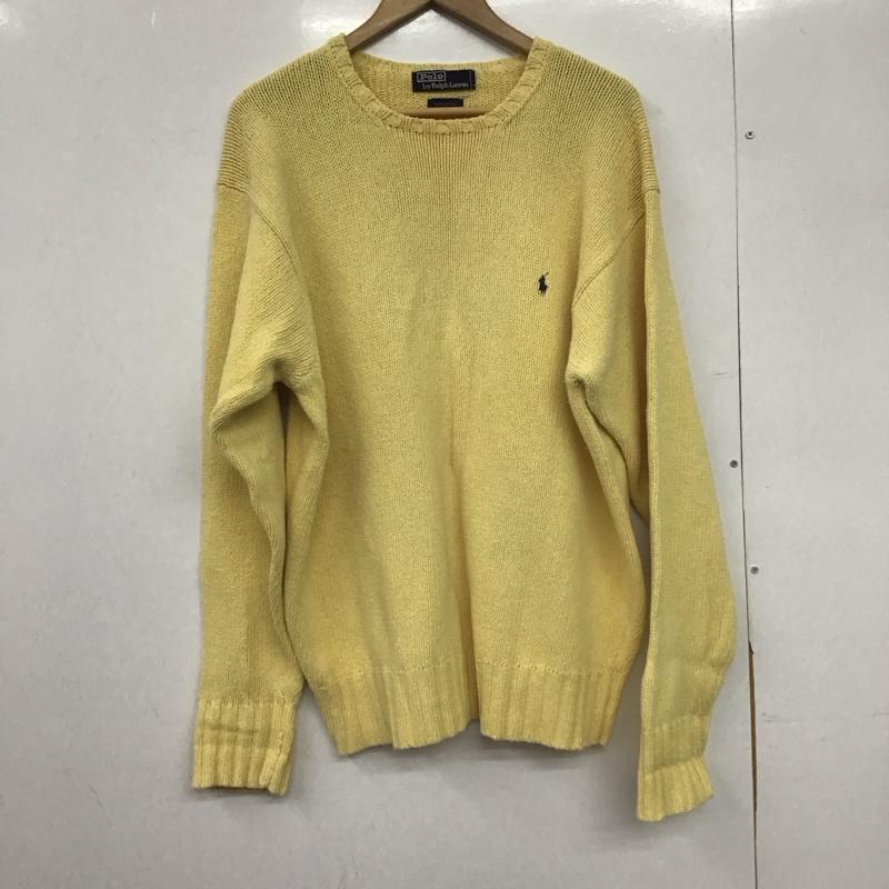 ポロバイラルフローレン Polo by RALPH LAUREN ニット、セーター 長袖 長袖ニットカットソー クルーネック セーター ロゴ、文字 黄 / イエロー /  メンズ USED 古着 中古 10148199
