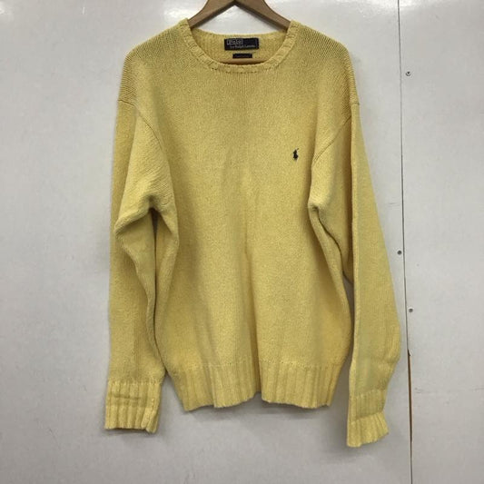 ポロバイラルフローレン Polo by RALPH LAUREN ニット、セーター 長袖 長袖ニットカットソー クルーネック セーター ロゴ、文字 黄 / イエロー /  メンズ USED 古着 中古 10148199