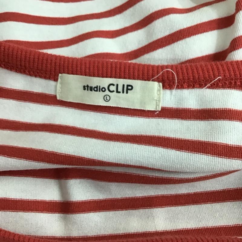 スタディオクリップ studio CLIP Tシャツ 半袖 SC244232-1 クルーネック L ボーダー柄 白 / ホワイト / X 赤 / レッド /  レディース USED 古着 中古 10118822