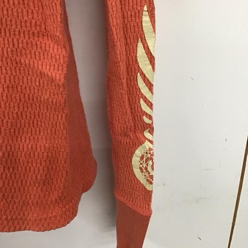 フラットヘッド The Flat Head カットソー 長袖 長袖カットソー プリントカットソー クルーネック ワッフル 42 ロゴ、文字 橙 / オレンジ /  メンズ USED 古着 中古 10137093