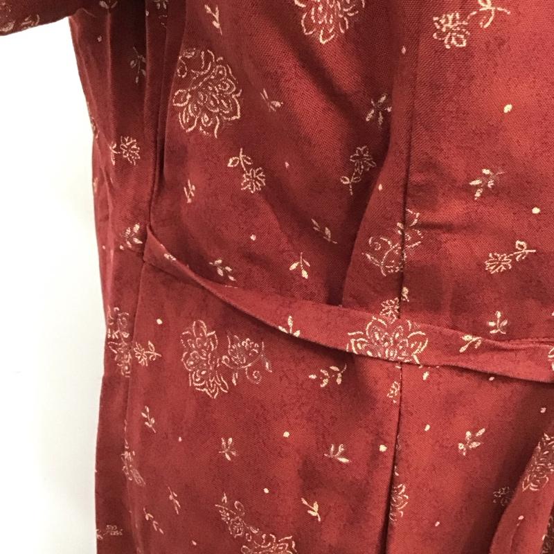 エディーバウアー Eddie Bauer ワンピース ロングスカート 半袖 前開き 90年代 2000年代 L 花柄 えんじ / ワインレッド /  レディース USED 古着 中古 10111074