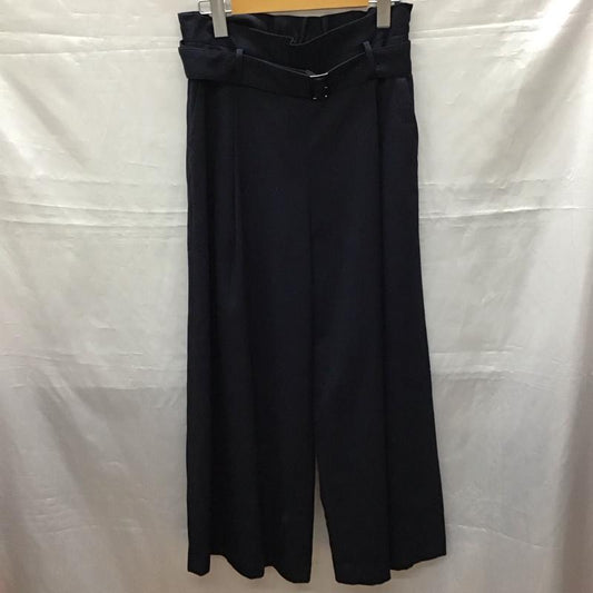 グリーンレーベルリラクシング green label relaxing ボトムス ボトムス 3514-106-1311 CS ブライトサージ ベルト ワイド パンツ 38 無地 紺 / ネイビー /  レディース USED 古着 中古 10115862