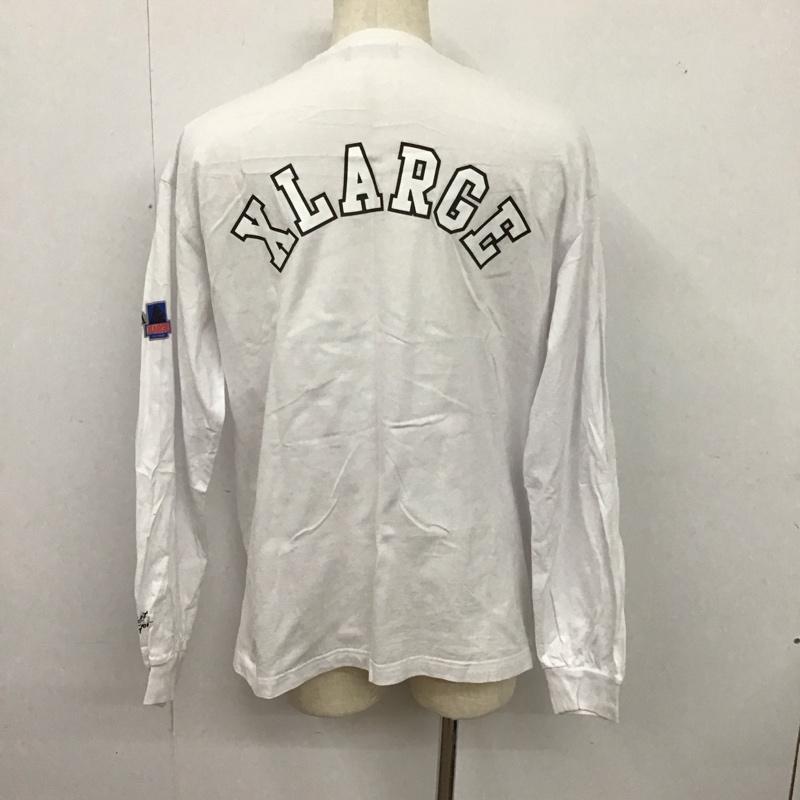 エクストララージ XLARGE カットソー 長袖 長袖カットソー プリントカットソー クルーネック L ロゴ、文字 白 / ホワイト /  メンズ USED 古着 中古 10126192