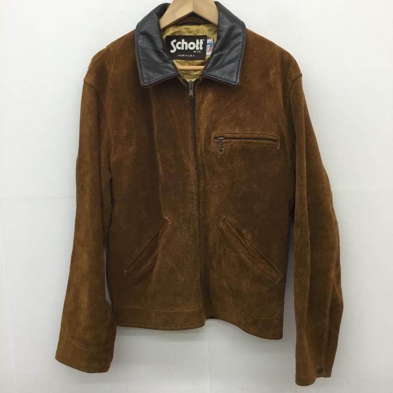 ショット Shott ジャケット、上着 レザージャケット 38 無地 茶 / ブラウン /  メンズ USED 古着 中古 10116039