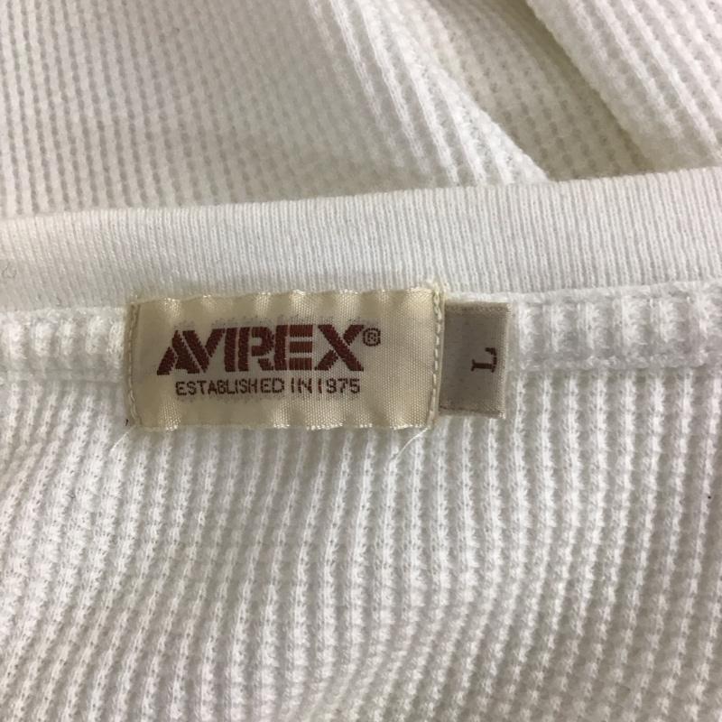 アヴィレックス AVIREX カットソー 半袖 半袖カットソー プリントTシャツ Vネックカットソー L ロゴ、文字 白 / ホワイト /  メンズ USED 古着 中古 10124163