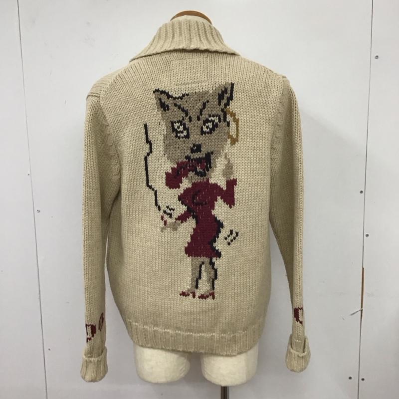 ウィアード WEIRDO カーディガン 長袖 ウルフ 日本製 ニット L  マルチカラー / マルチカラー /  メンズ USED 古着 中古 10115070