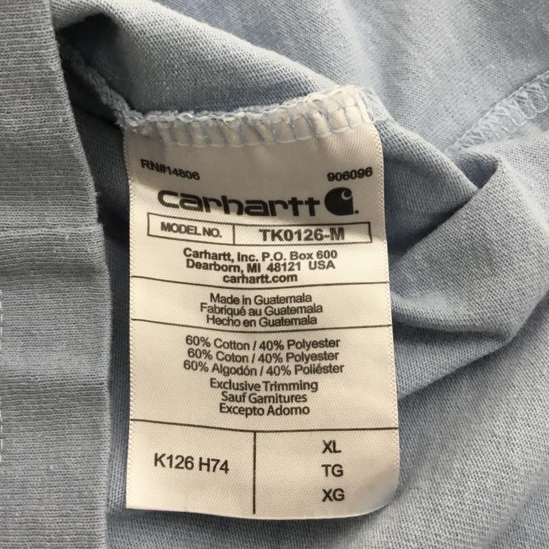 カーハート Carhartt カットソー 長袖 XL ロゴ、文字 水色 / ライトブルー /  メンズ USED 古着 中古 10145813