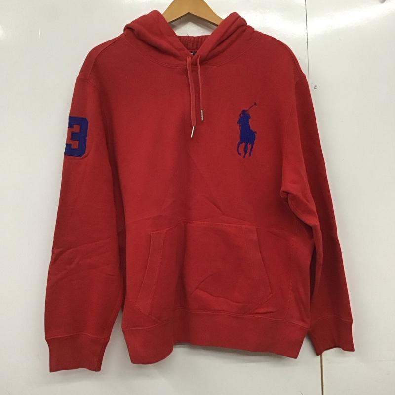 ポロバイラルフローレン Polo by RALPH LAUREN パーカー 長袖 長袖パーカー プルオーバーパーカー スウェット LL ロゴ、文字 赤 / レッド /  メンズ USED 古着 中古 10144485