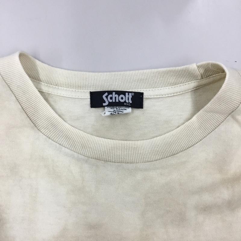 ショット schott カットソー 長袖 長袖カットソー クルーネックカットソー ロングスリーブカットソー プリントTシャツ M ロゴ、文字 ベージュ / ベージュ /  メンズ USED 古着 中古 10122314