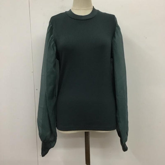 アズールバイマウジー AZUL BY MOUSSY カットソー 長袖 250GAB80-098H 袖シアー リブ M 無地 緑 / グリーン /  レディース USED 古着 中古 10119384