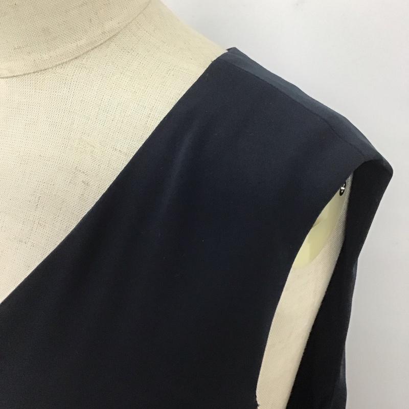 ナチュラルビューティーベーシック NATURAL BEAUTY BASIC ワンピース ひざ丈スカート 017-6240130 ノースリーブ M 無地 紺 / ネイビー /  レディース USED 古着 中古 10110887